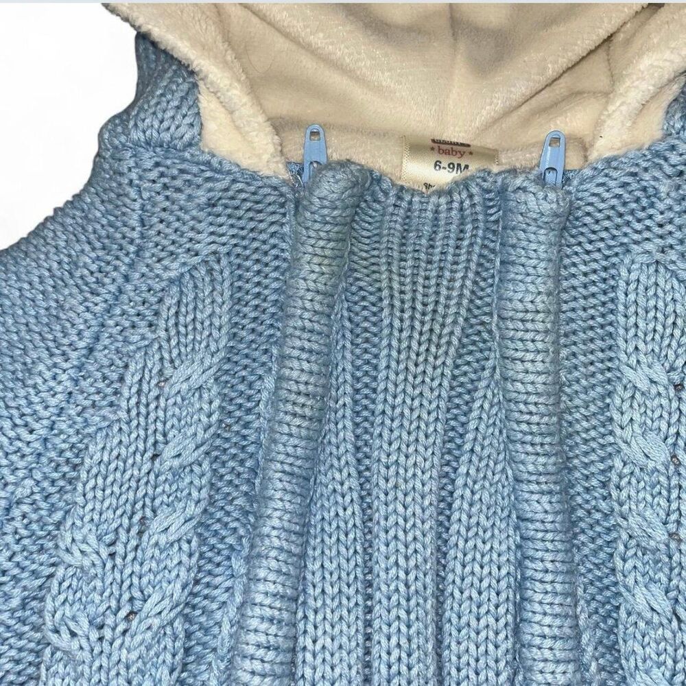 Blue and white cable knit snowsuit size 6-9 months - Picture 2 of 3